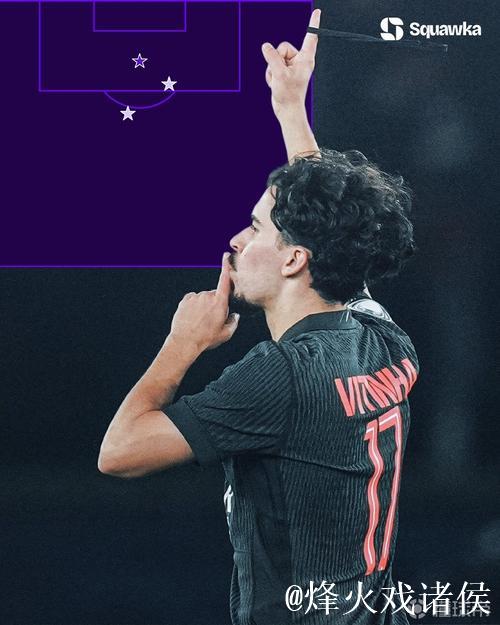 维蒂尼亚成欧冠历史第九位对阵英格兰球队上演帽子戏法的球员