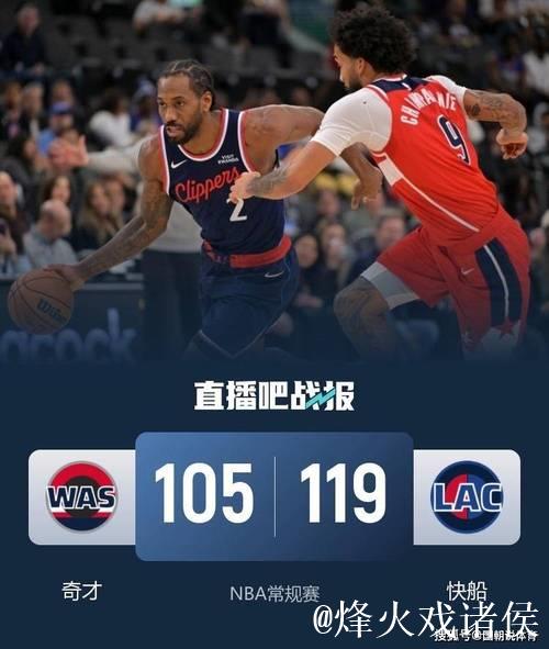 莱昂纳德三分神准砍33分 哈登22+5+8助快船大胜奇才豪取四连胜
